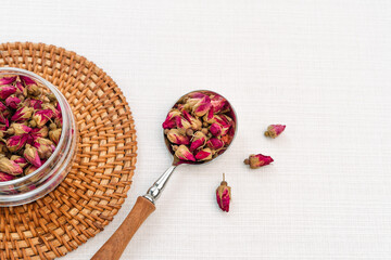 dried rose tea in a cup