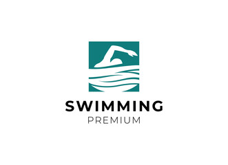 Swimming Sport Label logo design inspiration