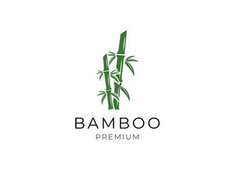Vector logo, label or emblem with watercolor hand drawn green bamboo plant. Concept for spa and beauty salon, asian massage, cosmetics package, furniture materials.