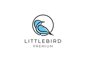 Little flying bird logo design template. 
