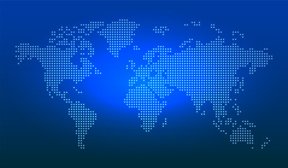 Map of the world dots on blue background