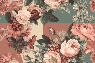 Elegant Floral Arrangements with a Touch of Vintage Charm Seamless Pattern Created with Generative AI