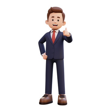 3d male character give a thumb up