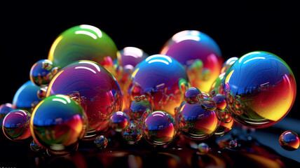 colored rainbow soap bubbles. Generative AI