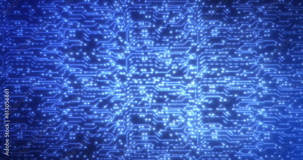 Poster abstract background of blue computer circuit boards digital hi-tech futuristic of lines and dots