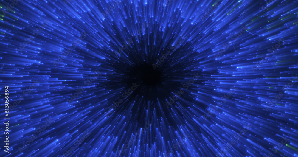 Poster abstract blue energy magical glowing spiral swirl tunnel particle background with bokeh effect