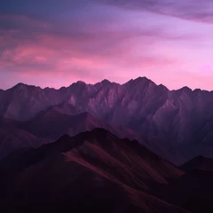 Fototapete Aubergine Majestic Purple Mountains at Sunset