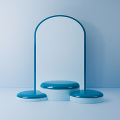 Blue podium pedestal minimal product background 3D Illustration