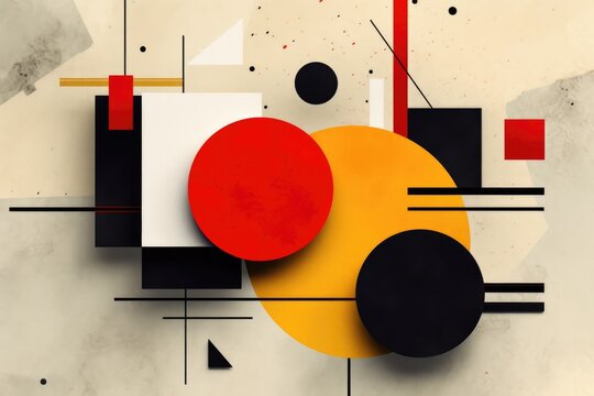 Abstract art background in suprematism bauhaus constructivism style. Generative ai illustration.