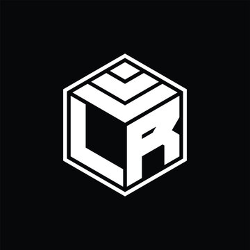 recommend clip art: LR Logo monogram with hexagon geometric isolated outline design template