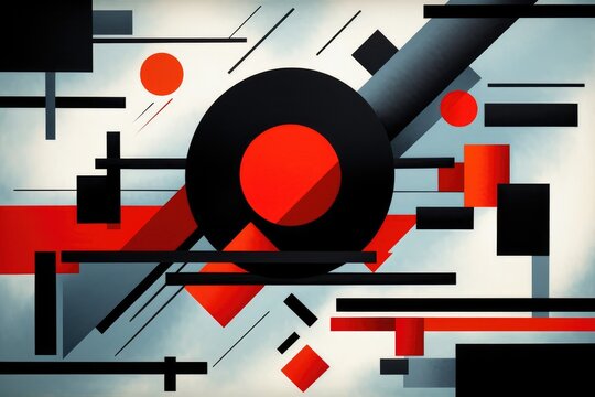 Abstract modern art background in suprematism bauhaus constructivism style. Generative ai illustration.
