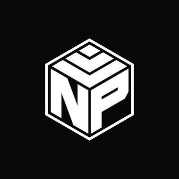 recommend clip art: NP Logo monogram with hexagon geometric isolated outline design template