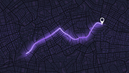 Navigate mapping technology dashboard GPS tracking map, showing movement on the streets of the city. Decorative graphic tourist map. Abstract transportation background. Vector illustration
