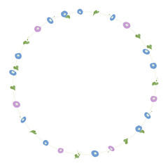 アサガオとドットの円形な飾り枠
