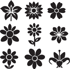 Obraz premium vector flower art illustration set of group