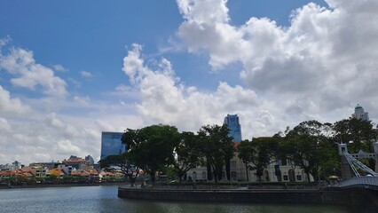 Blue Sky with Cloud in Boat Quay, Singapore