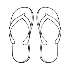 slippers line vector illustration