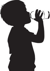 Child drink water vector silhouette illustration