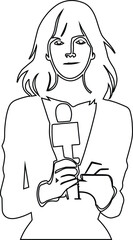 a female journalist vector silhouette illustration