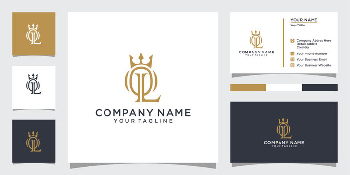 OL or LO initial letter logo design with crown icon vector.