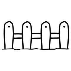 fence isolated on white Doodle Line art, lined design,clip art, element illustration, cute, icon,graphic, cartoon, emoji, sticker, emoticon,minimal