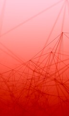 red white gradient vertical web banner background. Fantasy abstract technology, engineering and science wallpaper with particles and plexus connected lines. Wireframe 3D illustration and copy space