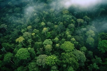 Naklejka na ściany i meble aerial view of a tropical rainforest, ideal for backgrounds, generative ai