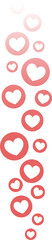 Hearts likes in live stream in social media. Flying up love reactions template