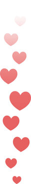 Hearts likes in live stream in social media. Flying up love reactions template