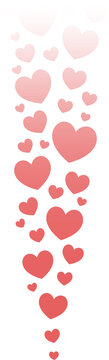 Hearts likes in live stream in social media. Flying up love reactions template