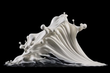 A swirling white liquid like milk, black background (Generative AI, Generativ, KI)