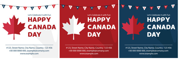 Obraz na płótnie Canvas Happy Canada Day, Social Media post, Printable, Banner, Poster, Easy to use illustration, isolated flat vector, white, red, blue, latest design art, modern design.