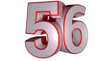 White 3d number design number 56
