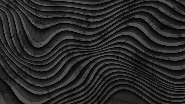 Black curved waves abstract grunge background