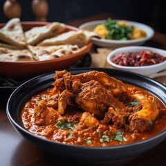 Spicy Close-Up Shot of Ethiopian Doro Wat (Chicken Stew) with Injera