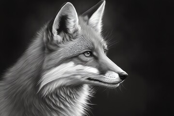 Fototapeta premium Red Fox - Vulpes vulpes, sitting up at attention. Red fox portrait. Generative AI.