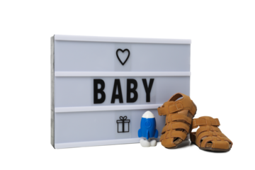 PNG, Coming soon baby concept with letter board, isolated on white background
