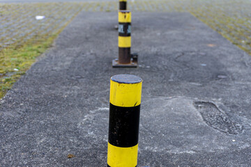 Warning posts on a street