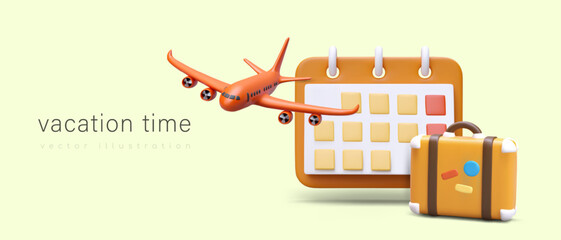 Time to arrange vacancies abroad. Booking air tickets on suitable date. Comfortable rest. Advertising of tourist web resource. Ready made poster for organizer of trips, excursions