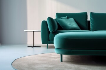 Concept of Modern Minimalist Design: Close-up of Lounge living room Furniture. 3d render.