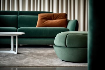 Concept of Modern Minimalist Design: Close-up of Lounge living room Furniture. 3d render.