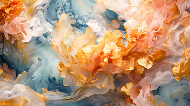 Floral Flow - Soft Color Fluid Abstract Ink Art - made with Generative AI