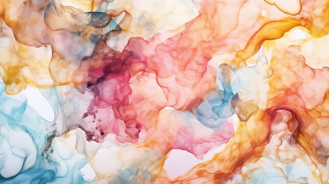 Watercolor Whimsy - Soft Color Macro Abstract Art - made with Generative AI