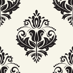 Orient vector classic pattern. Seamless abstract light beige and black background with vintage elements. Orient pattern. Ornament for wallpapers and packaging