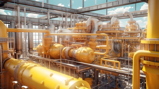 Petrochemical plant illustration. Generative AI