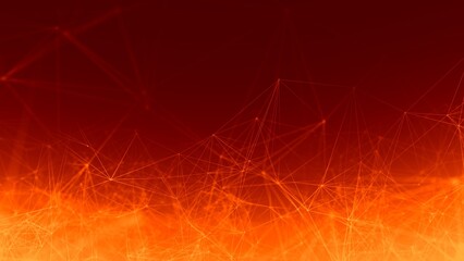 Abstract Geometric Background Connecting Dots as Plexus in Orange and Yellow