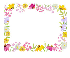 夏の花の背景フレーム　ハーブ