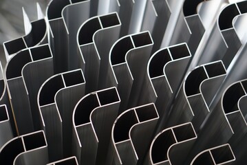aluminum profiles on shelves 