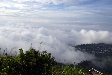 The sea of mist on the mountain and the clock tower