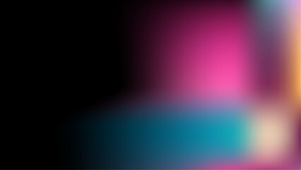 Neon blur glow. Color light overlay. Disco illumination. Defocused blue pink red ultraviolet radiance soft texture on dark black abstract empty space background